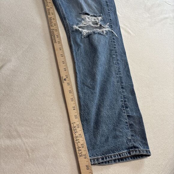 AMERICAN EAGLE Blue Distressed Strigid 90s Straight Leg‎ Jeans Sz 4 - Picture 10 of 12